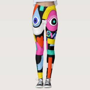 Abstract love, eyes: colourful pattern leggings