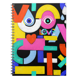 Abstract love, eyes: colourful pattern notebook