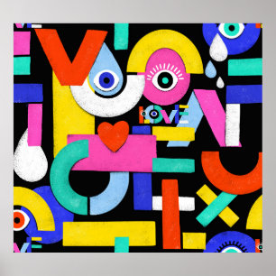 Abstract love, eyes: colourful pattern poster
