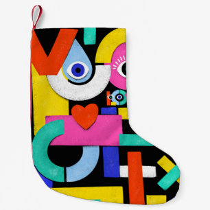 Abstract love, eyes: colourful pattern small christmas stocking