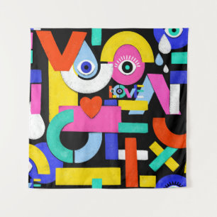 Abstract love, eyes: colourful pattern tapestry