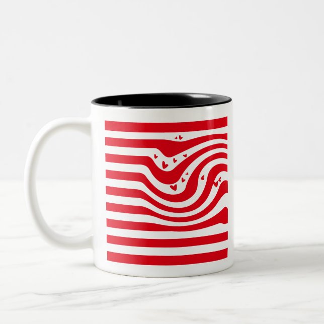 abstract love hearts Two-Tone coffee mug (Left)