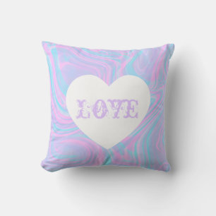 Abstract Love Valentines Pink White Heart Colourfu Cushion