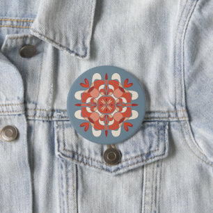 Abstract Lovely Red Mandala Button