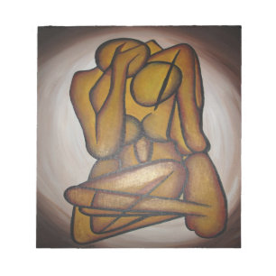 Abstract Lovers Contemporary Art In Ochre And Brow Notepad