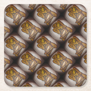 Abstract Lovers Contemporary Art In Ochre And Brow Square Paper Coaster