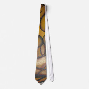 Abstract Lovers Contemporary Art In Ochre And Brow Tie