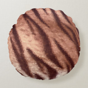 Abstract low poly animal tiger fur pattern. Nature Round Cushion