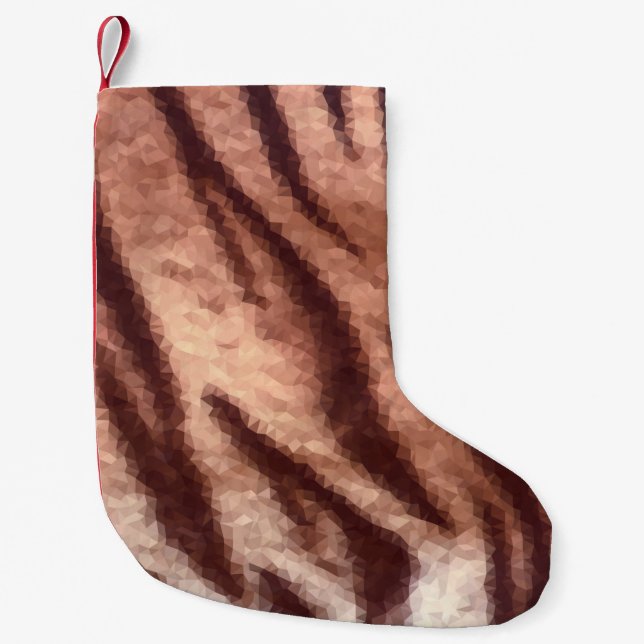 Abstract low poly animal tiger fur pattern. Nature Small Christmas Stocking (Front)