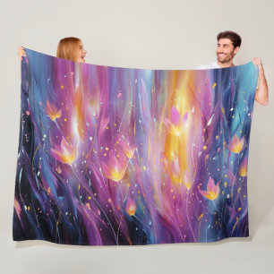 Abstract luminous floral explosion fleece blanket