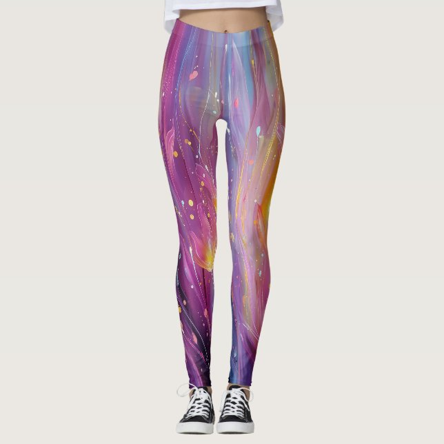 Abstract luminous floral explosion leggings (Front)
