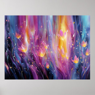 Abstract luminous floral explosion poster
