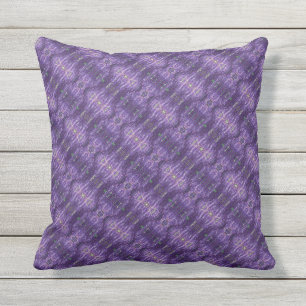 Abstract Lupine Purple Floral Outdoor Throw Pillow