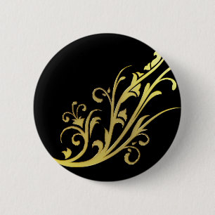 Abstract Luxury Faux Gold Flower 6 Cm Round Badge