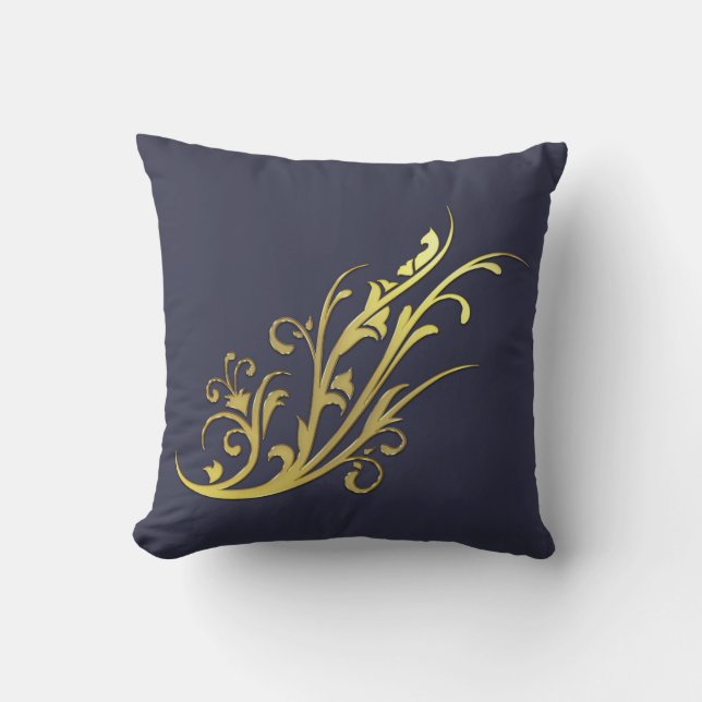 Abstract Luxury Faux Gold Flower Cushion (Front)