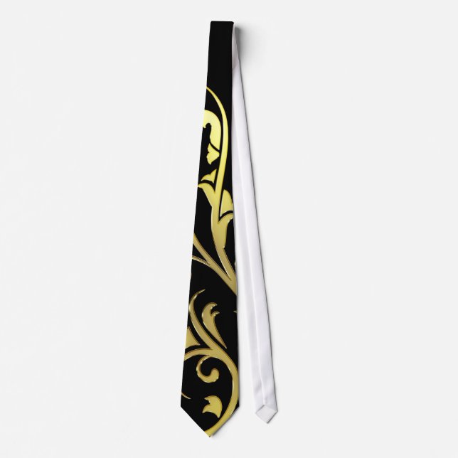 Abstract Luxury Faux Gold Flower Tie (Front)