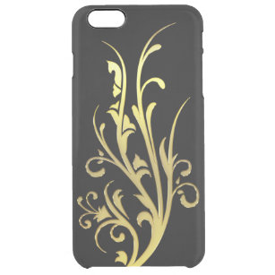 Abstract Luxury Faux Gold Flower Clear iPhone 6 Plus Case
