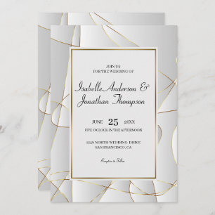 Abstract Luxury Golden Lines Wedding Invitation