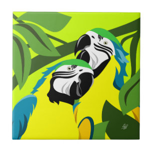 Abstract Macaw Parrot Art Tile