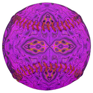 Abstract Magenta and Black Groovy Pattern Softball