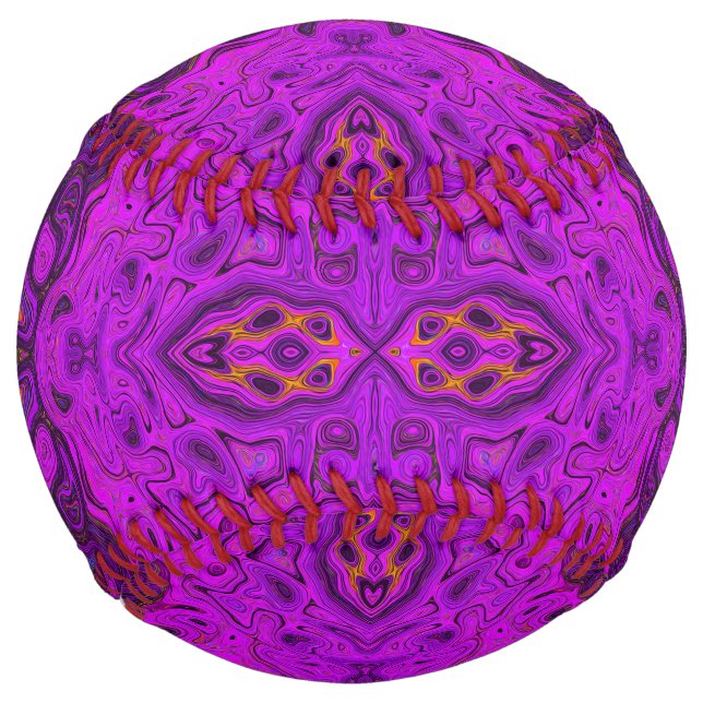 Abstract Magenta and Black Groovy Pattern Softball (Front)