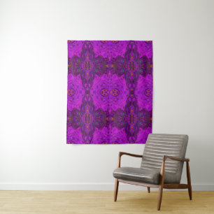 Abstract Magenta and Black Groovy Pattern Tapestry