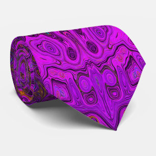 Abstract Magenta and Black Groovy Pattern Tie