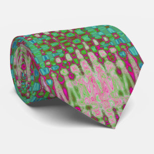 Abstract Magenta and Green Wavy Atomic Clouds Tie