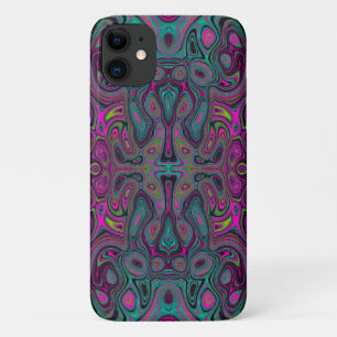 Abstract Magenta and Teal Blue Groovy Pattern iPhone 11 Case