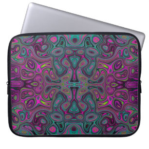Abstract Magenta and Teal Blue Groovy Pattern Laptop Sleeve
