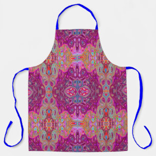 Abstract Magenta Pink, Blue and Red Groovy Pattern Apron