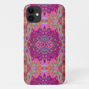 Abstract Magenta Pink, Blue and Red Groovy Pattern iPhone 11 Case