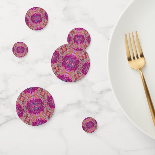 Abstract Magenta Pink, Blue and Red Groovy Pattern Confetti (Group)