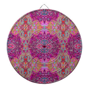 Abstract Magenta Pink, Blue and Red Groovy Pattern Dartboard