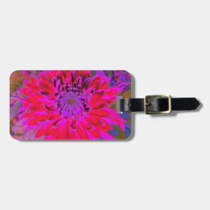 Abstract Magenta, Purple and Red Dahlia Flower Luggage Tag