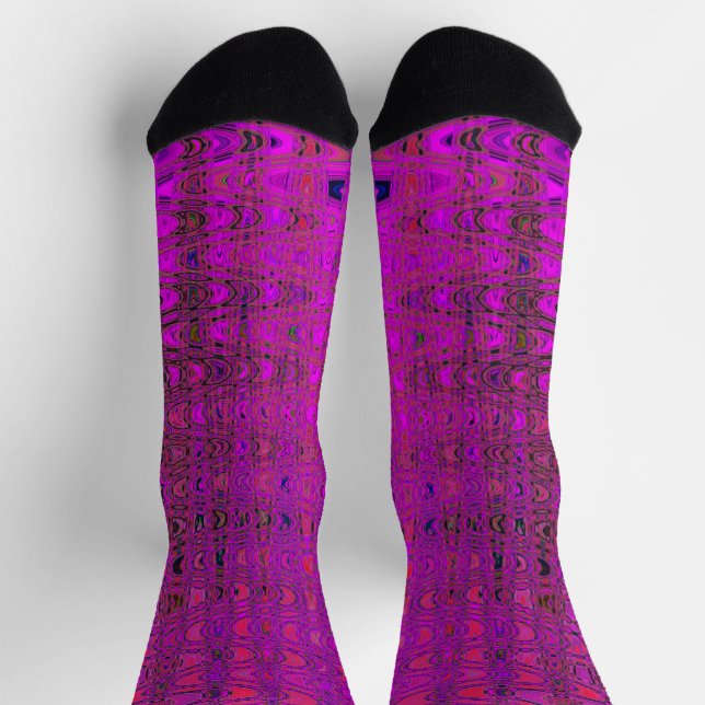 Abstract Magenta Retro Boomerang Waves Socks (Top)