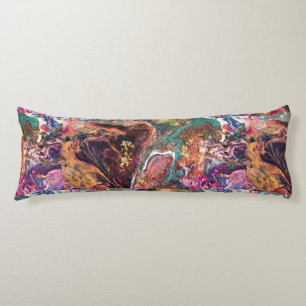 Abstract magic flowers  pink gold  body cushion