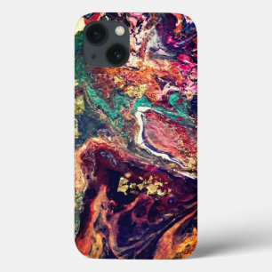 Abstract magic flowers  pink gold  iPhone 13 case