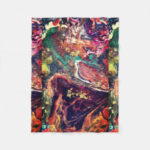 Abstract magic flowers  pink gold  fleece blanket