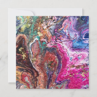 Abstract magic flowers pink gold orange blue