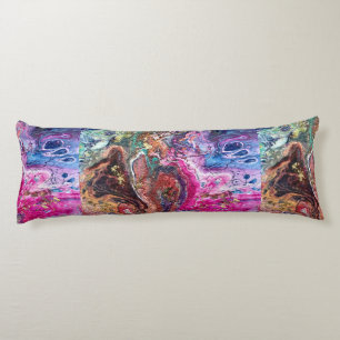 Abstract magic flowers pink gold orange blue body cushion