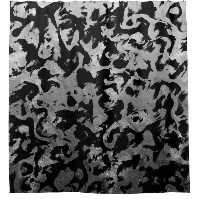 Abstract Magic - Silver Black Shower Curtain (Front)
