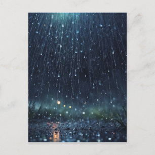 Abstract magical rain, universe, stars postcard