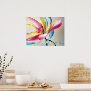 Abstract Magnolia Watercolor Bloom Poster