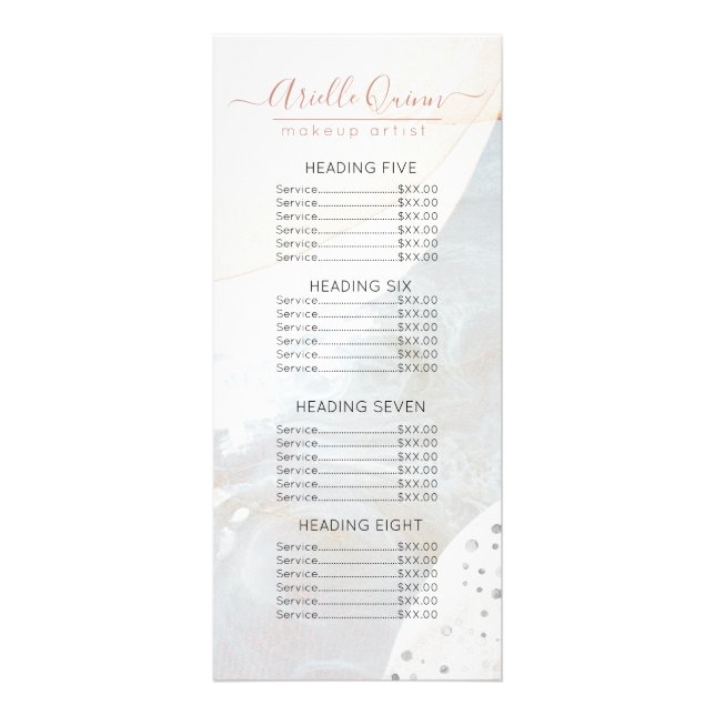 Abstract Makeup Artist Price List Rack Card (Front)