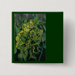 Abstract Man And Skeleton Geometric Art 15 Cm Square Badge
