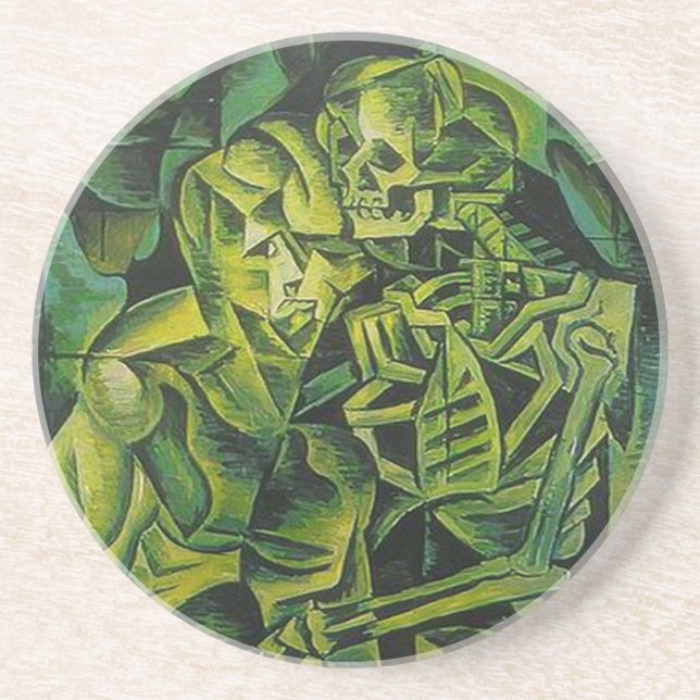 Abstract Man And Skeleton Geometric Art Coaster (Front)