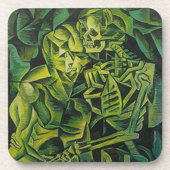 Abstract Man And Skeleton Geometric Art Coaster (Front)