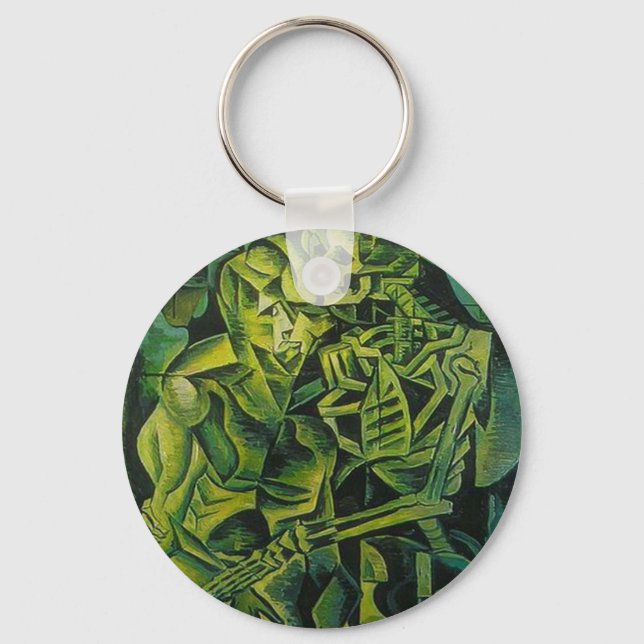 Abstract Man And Skeleton Geometric Art Key Ring (Front)