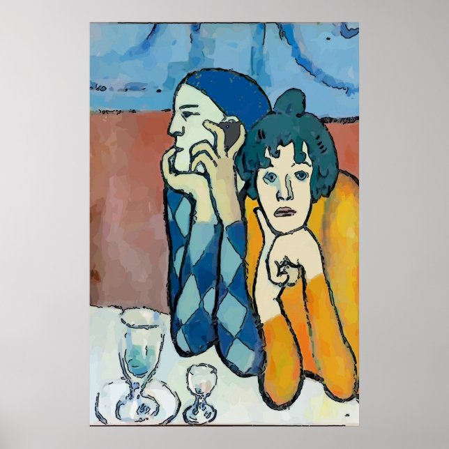 Abstract Man on Cell Phone, edit text Poster (Front)